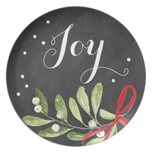 Chalkboard Christmas Plate Mistletoe Melamine (Front)