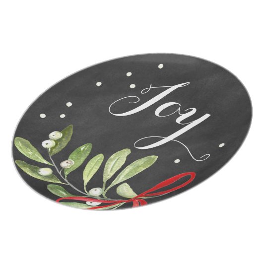 Chalkboard Christmas Plate Mistletoe Melamine (Left Side)