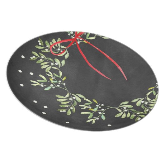 Chalkboard Christmas Plate Wreath Melamine (Right Side)