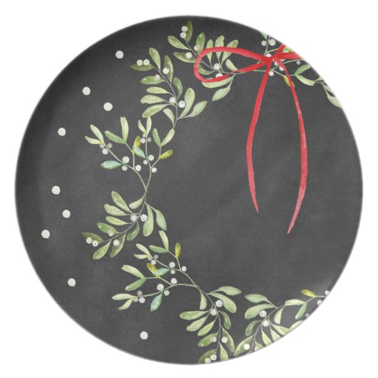 Chalkboard Christmas Plate Wreath Melamine (Front)