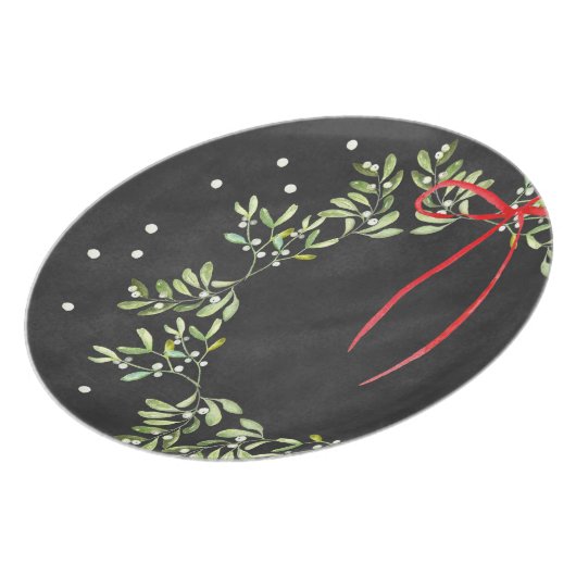 Chalkboard Christmas Plate Wreath Melamine (Left Side)