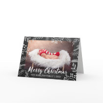 Chalkboard Christmas Snowy Branches Photo Holiday Card