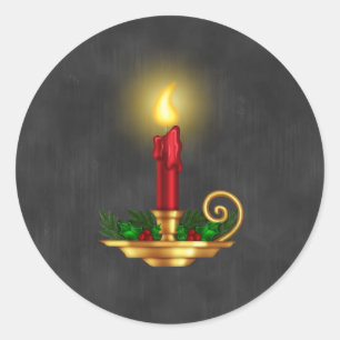 Chalkboard Christmas Sticker with Gold Lit Candle