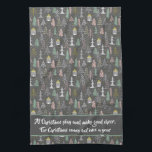 Chalkboard Christmas Trees and Houses Pink Yellow Kitchen Towel<br><div class="desc">Perfect low-cost gift for a friend or co-worker,  this kitchen towel can easily be personalized for any gift recipient. Great idea for gift exchanges or a hostess gift,  or for a housewarming party.</div>