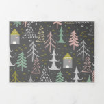 Chalkboard Christmas Trees and Houses Pink Yellow Tri-Fold Holiday Card<br><div class="desc">Create a beautiful Christmas gift for everyone you love. Personalize the message.</div>