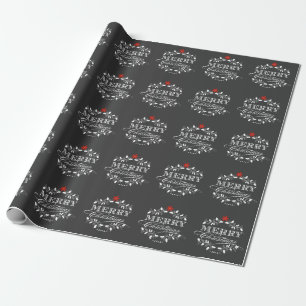 Chalkboard Christmas Vintage Holly Wrapping Paper