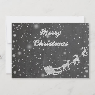 Chalkboard Christmas Vintage Santa Claus Sleigh Holiday Card