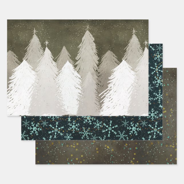 Chalkboard Christmas Wedding Bundle: Gold Silver Wrapping Paper Sheets (Set)