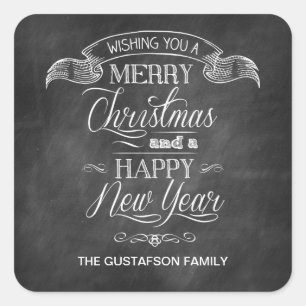 Chalkboard Christmas Wish Square Sticker