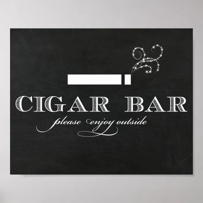 Wedding Sign Poster Print Autumn Leaves Cigar Bar 