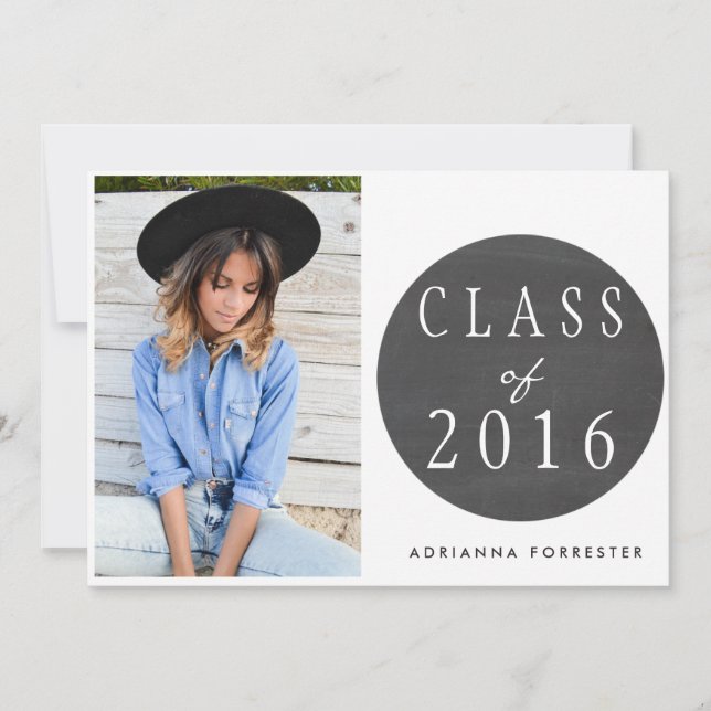 Chalkboard Class Of 2016 Graduation Party Photo Invitation (Front)