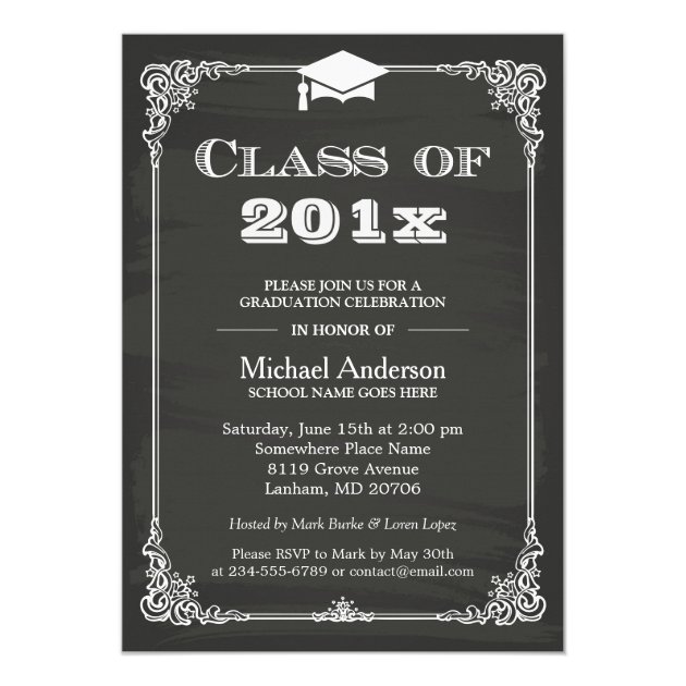 Chalkboard Class of 2018 Grad Cap Graduation Card