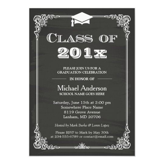 chalkboard class of 2018 grad cap graduation invitation zazzle com