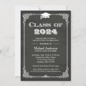 Chalkboard Class of 2024 Grad Cap Graduation Invitation (Front)