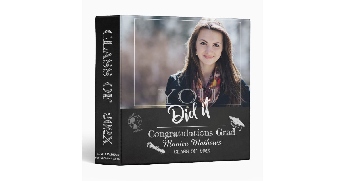 Binder Graduating Class Chalkboard Class of 2025 Photo Graduation Memories 3 Ring Binder | Zazzle