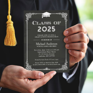 Chalkboard Class of 2026 Grad Cap Graduation Invitation