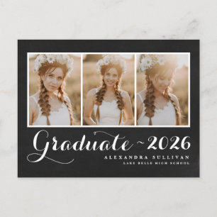 Chalkboard Class of 2026 Photo Collage Graduation Announcement Postcard