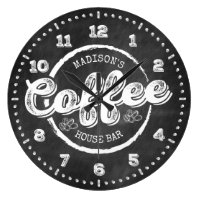 Chalkboard Coffee House Bar Monogram Custom Large Clock