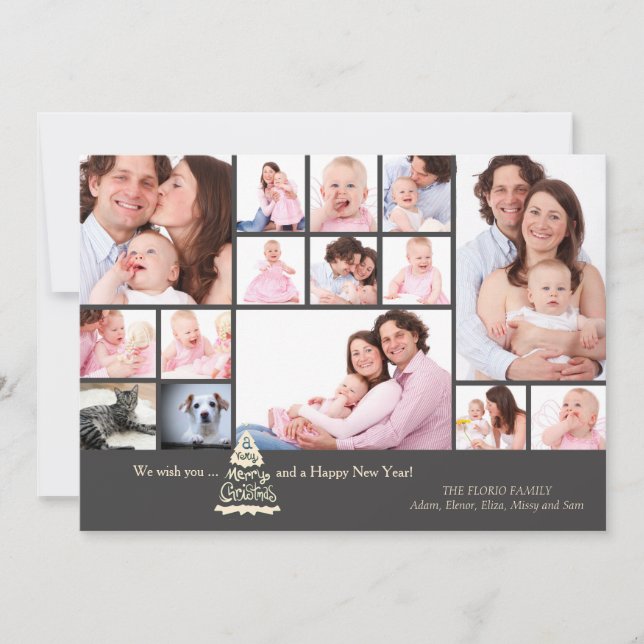 Chalkboard Collage Christmas Photo Card (Front)