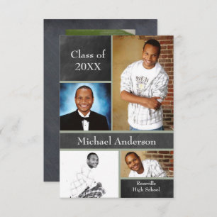 Chalkboard Collage Football- 3x5 Grad Announcement