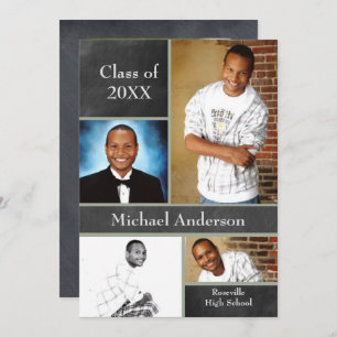 Chalkboard Collage Football - Grad Announcement