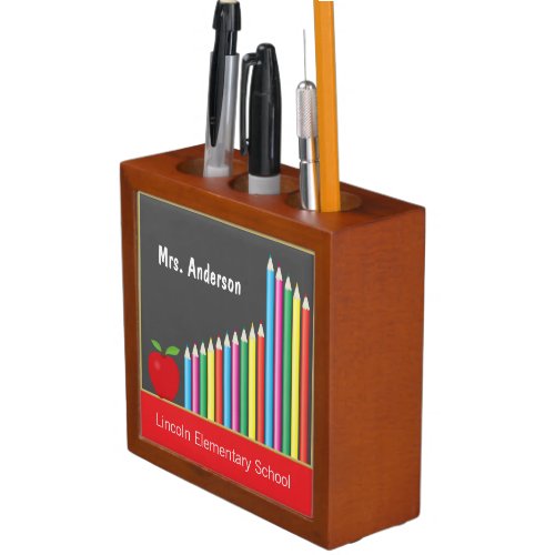 Chalkboard Colored Pencils Personalized Teacher PencilPen Holder