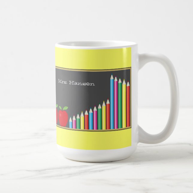 Chalkboard & Colored Pencils Teacher Coffee Mug (Right)