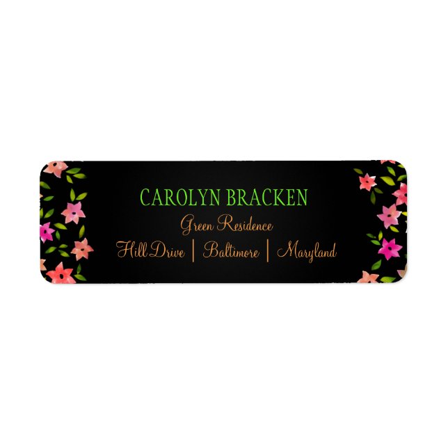 Chalkboard Colorful Flower Wreath Wedding Label (Front)
