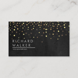 Chalkboard Confetti Gold Dots Professional Elegant Business Card
