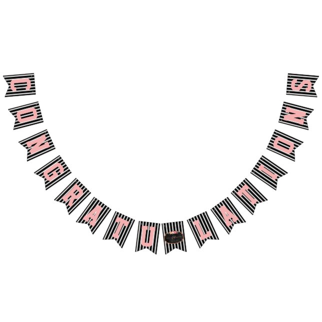 Chalkboard Congrats Black White Pink Wedding Bunting Flags (All)