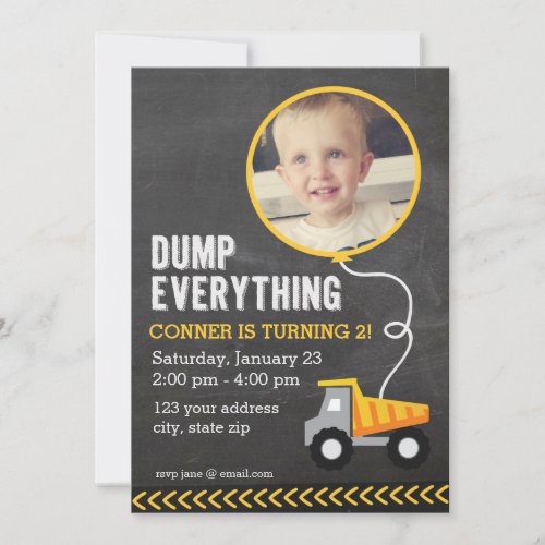 Chalkboard Construction Party Invitation