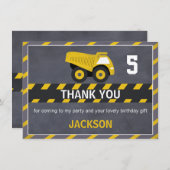 Chalkboard Construction Truck Thank You Card (Front/Back)