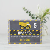 Chalkboard Construction Truck Thank You Card (Standing Front)