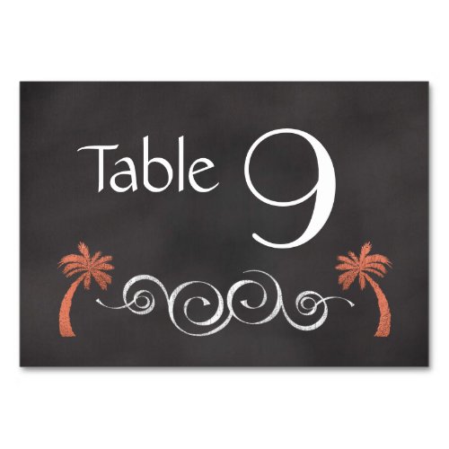 Chalkboard Coral Beach Wedding Table Number
