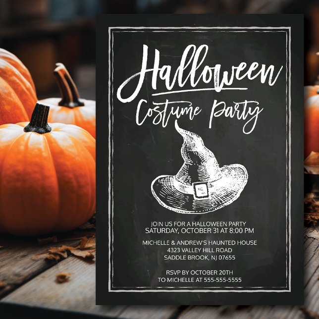 Chalkboard Costume Party Halloween Party Invitation (Creator Uploaded)