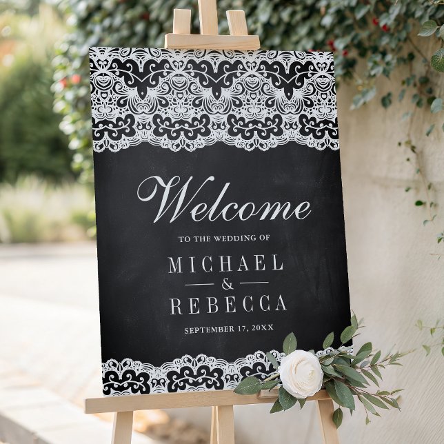 Chalkboard Country Lace Wedding Welcome Sign (Creator Uploaded)