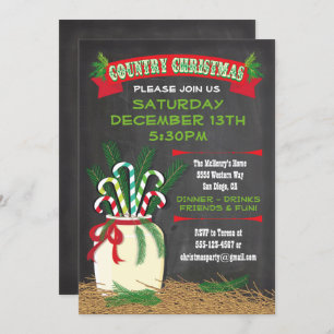 Chalkboard Country western Christmas Party Invite