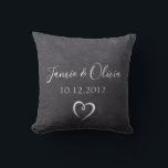 Chalkboard Couple names Wedding date Throw Pillow<br><div class="desc">Chalkboard Couple names wedding date custom Throw Pillow</div>