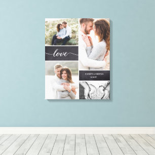 Chalkboard couple Photo Collage Love script Canvas Print