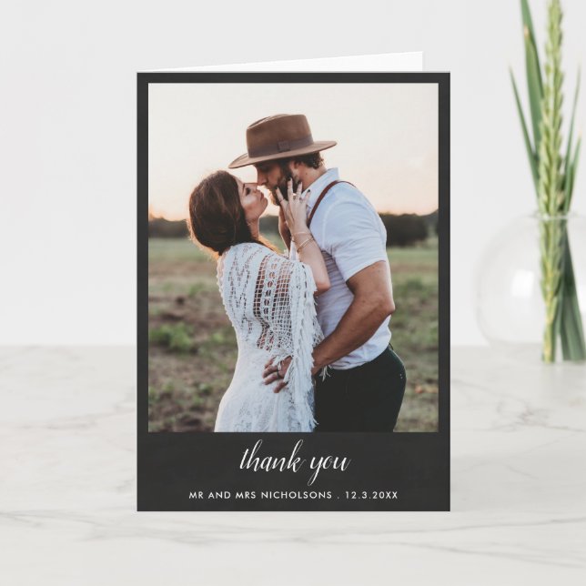 Chalkboard Couple Wedding Thank You | Script Card (Front)