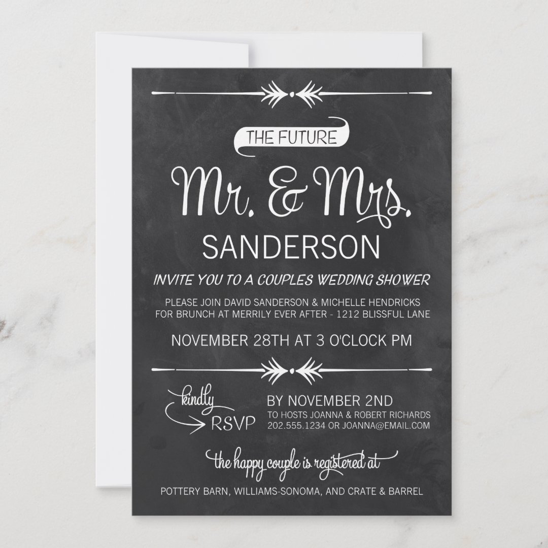 Chalkboard Couples Wedding Shower Invitation Zazzle