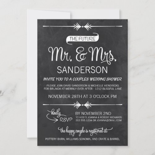 Chalkboard Couples Wedding Shower Personalized Invitations