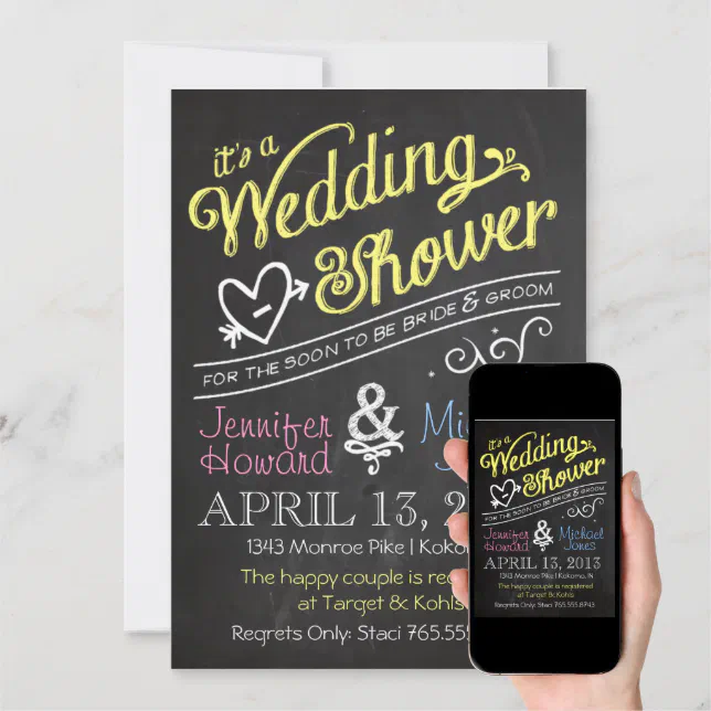 Chalkboard Couples Wedding Shower Invitation Zazzle