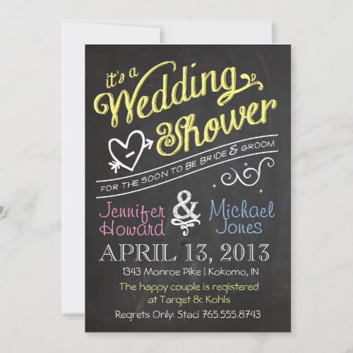 Chalkboard Couples Wedding Shower Invitation