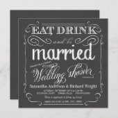 Chalkboard Couples Wedding Shower Invitations (Front/Back)