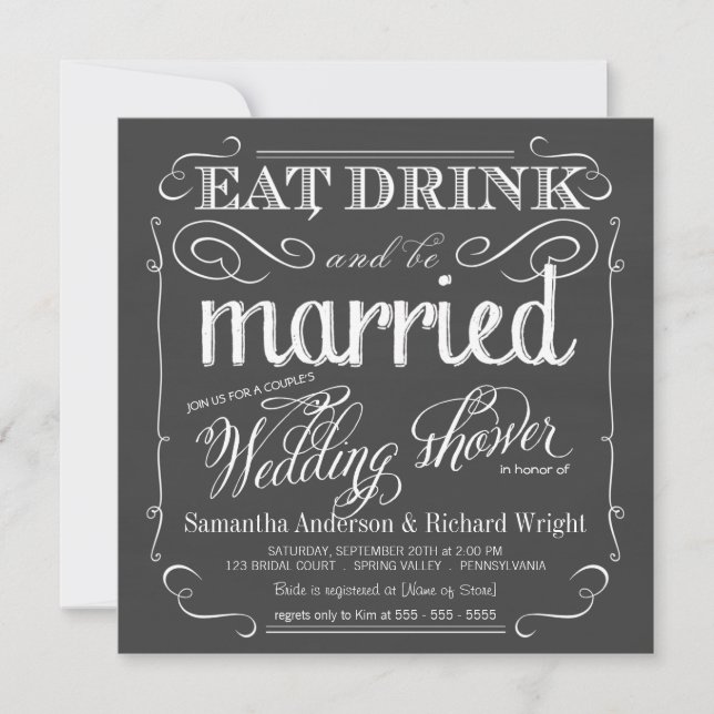 Chalkboard Couples Wedding Shower Invitations (Front)