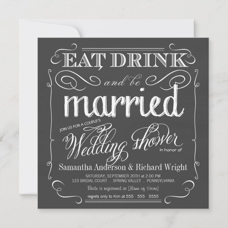 Chalkboard Couples Wedding Shower Invitations Zazzle