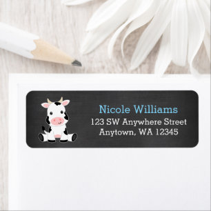 Chalkboard Cow Boy Baby Shower Return Address Label