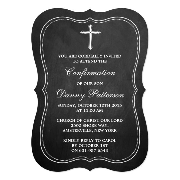 Chalkboard Cross Holy Communion Or Confirmation Invitation