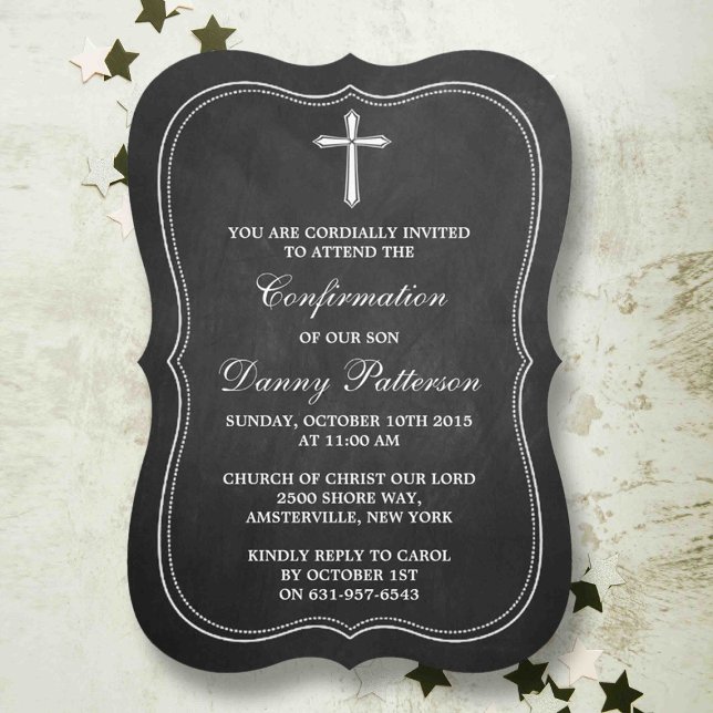 Chalkboard Cross Holy Communion Or Confirmation Invitation (Creator Uploaded)